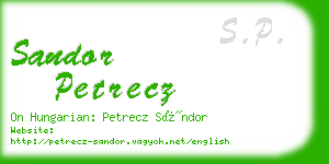 sandor petrecz business card